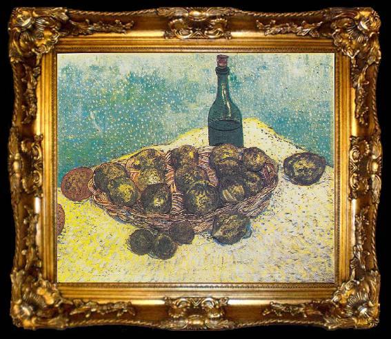 framed  Vincent Van Gogh Still Life with Bottle, Lemons and Oranges, ta009-2